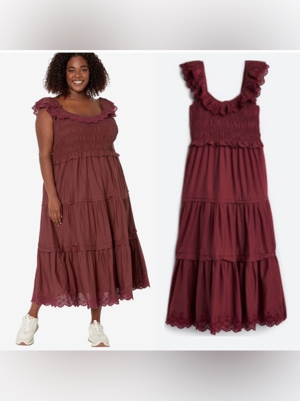 Madewell 20W
Plus Lucie Embroidered Cotton Midi
Dress vintage mulberry NWT